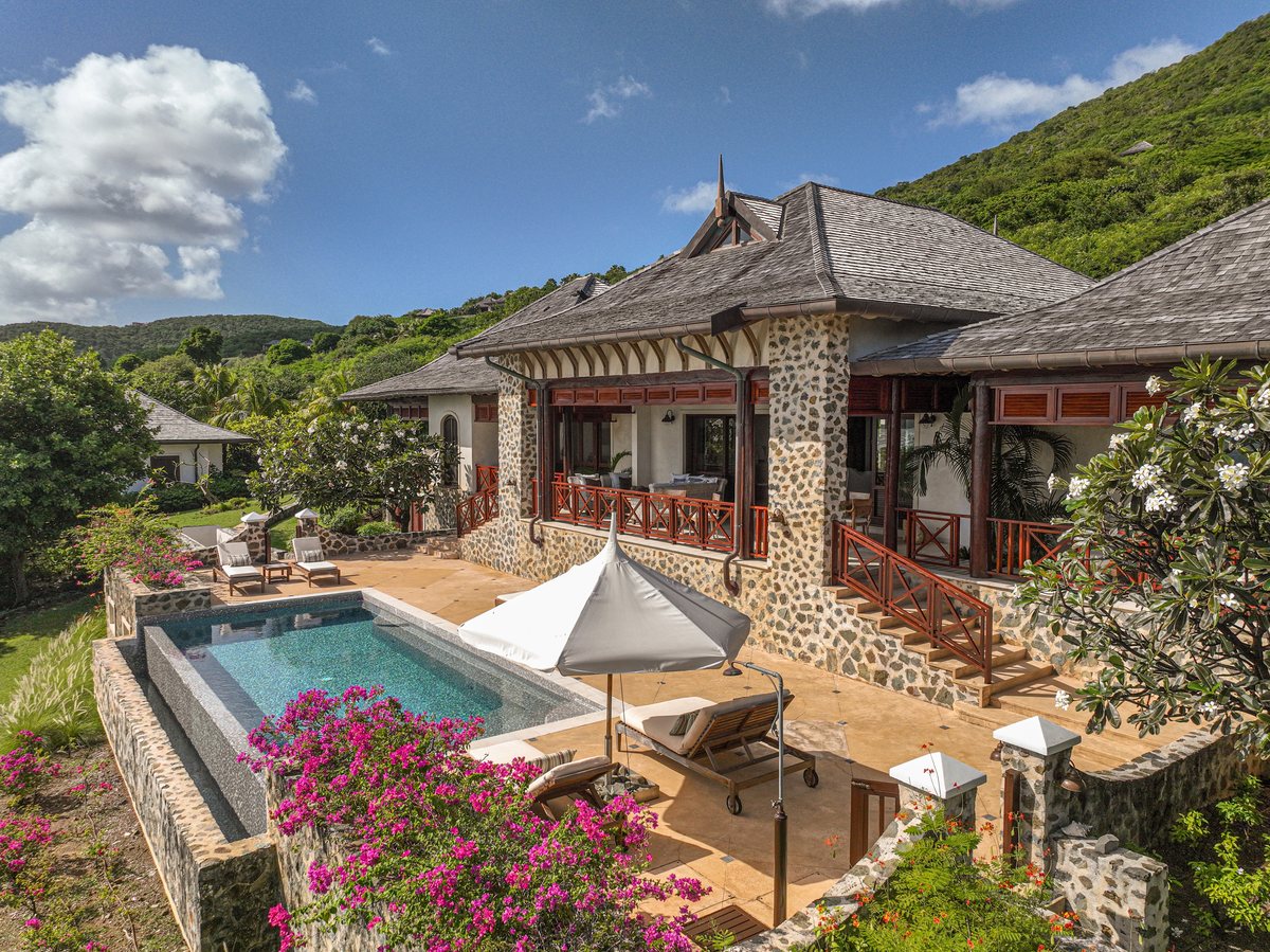 Beach House, the pool terrace from above