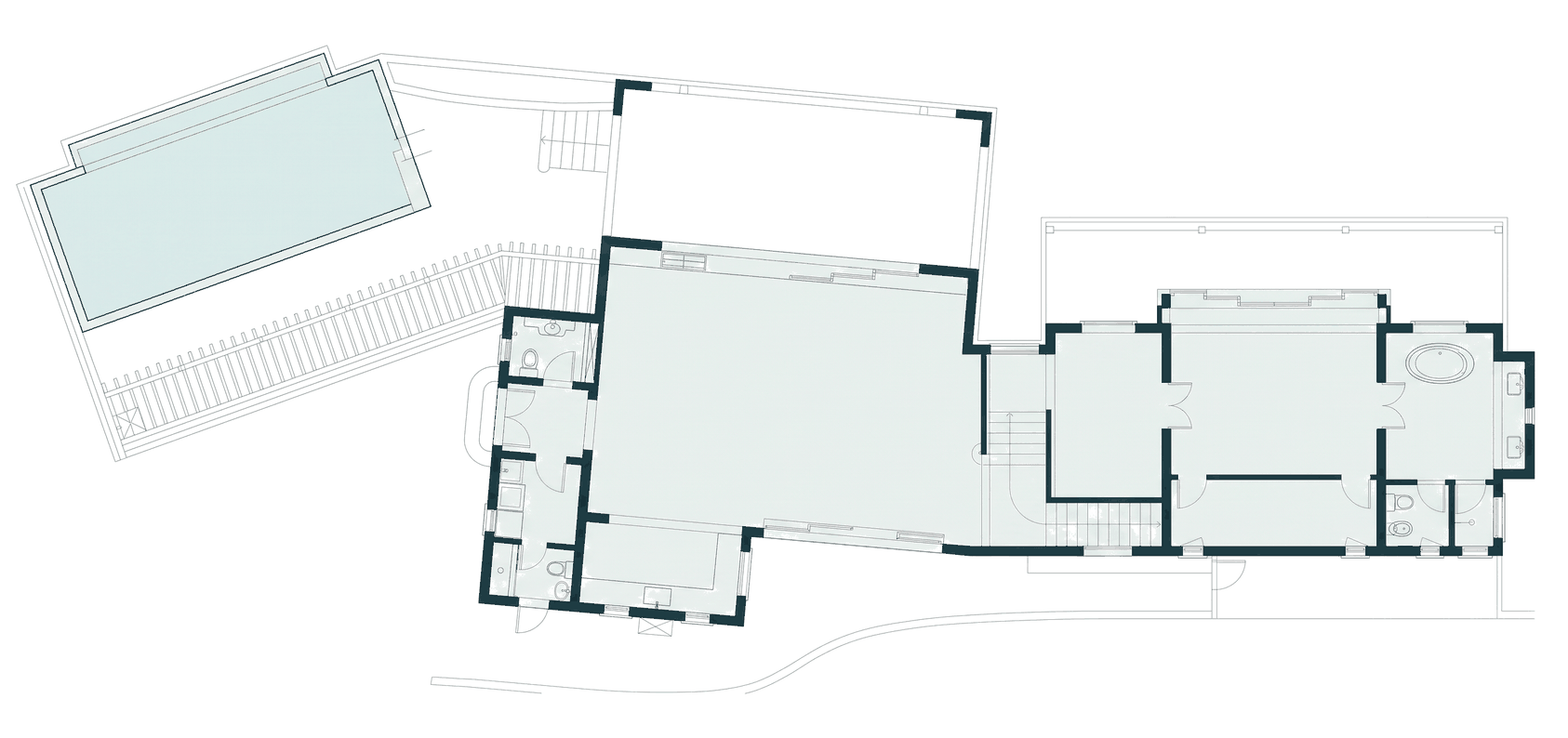 Floor plan of Big Blue Ocean and Little Blue Ocean, little blue ocean: upper level