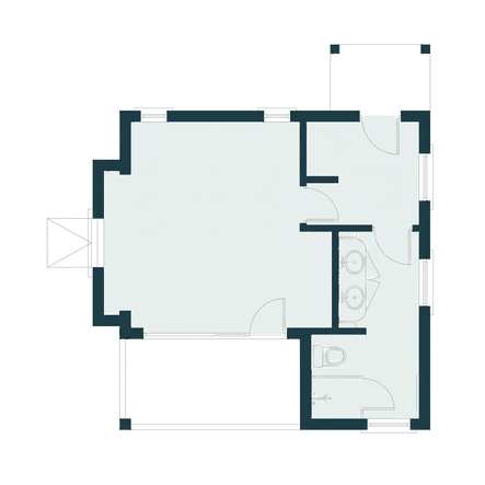 Floor plan of Big Blue Ocean and Little Blue Ocean, little blue ocean: guest cottage