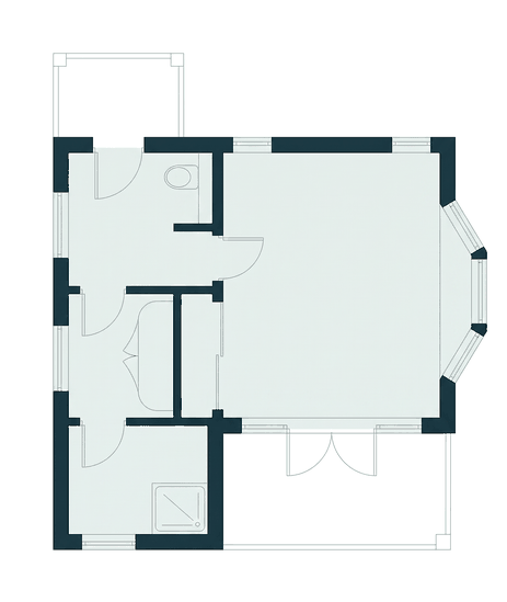 Floor plan of Maison Tranquille, guest cottage