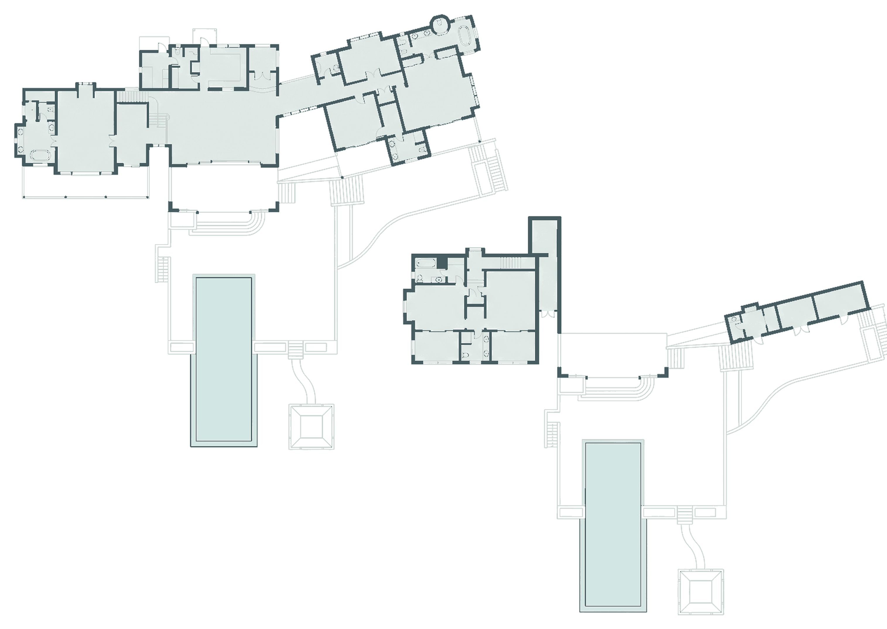 Floor plan of Silver Turtle, the villa (bedroom 6 is on a lower level)