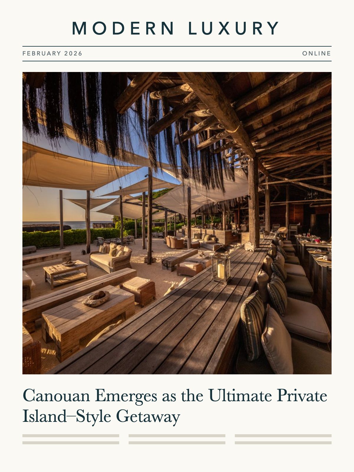 Modern Luxury, February 2026: Canouan Emerges as the Ultimate Private Island–Style Getaway