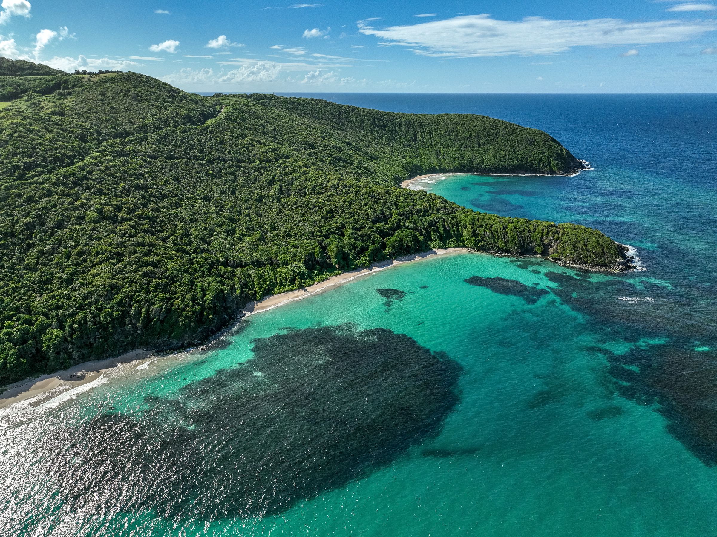 The reef off Canouan from the air