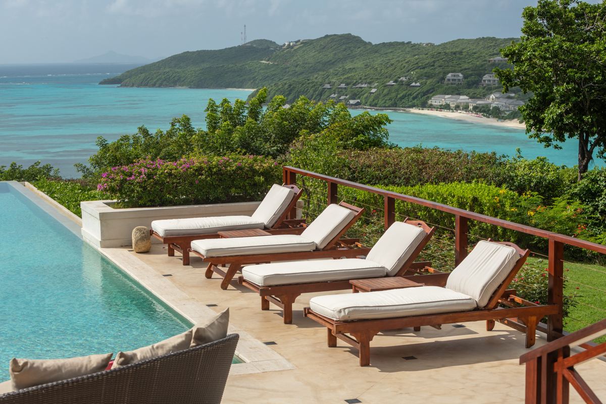Silver Turtle, loungers along the pool terrace