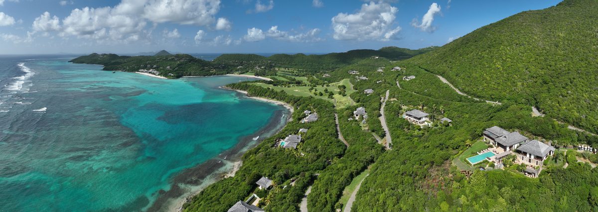 Silver Turtle, the coast and the Estate from the air
