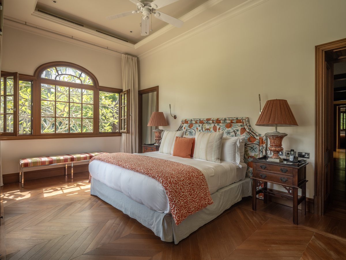 Turtle Creek, a bedroom with arched windows