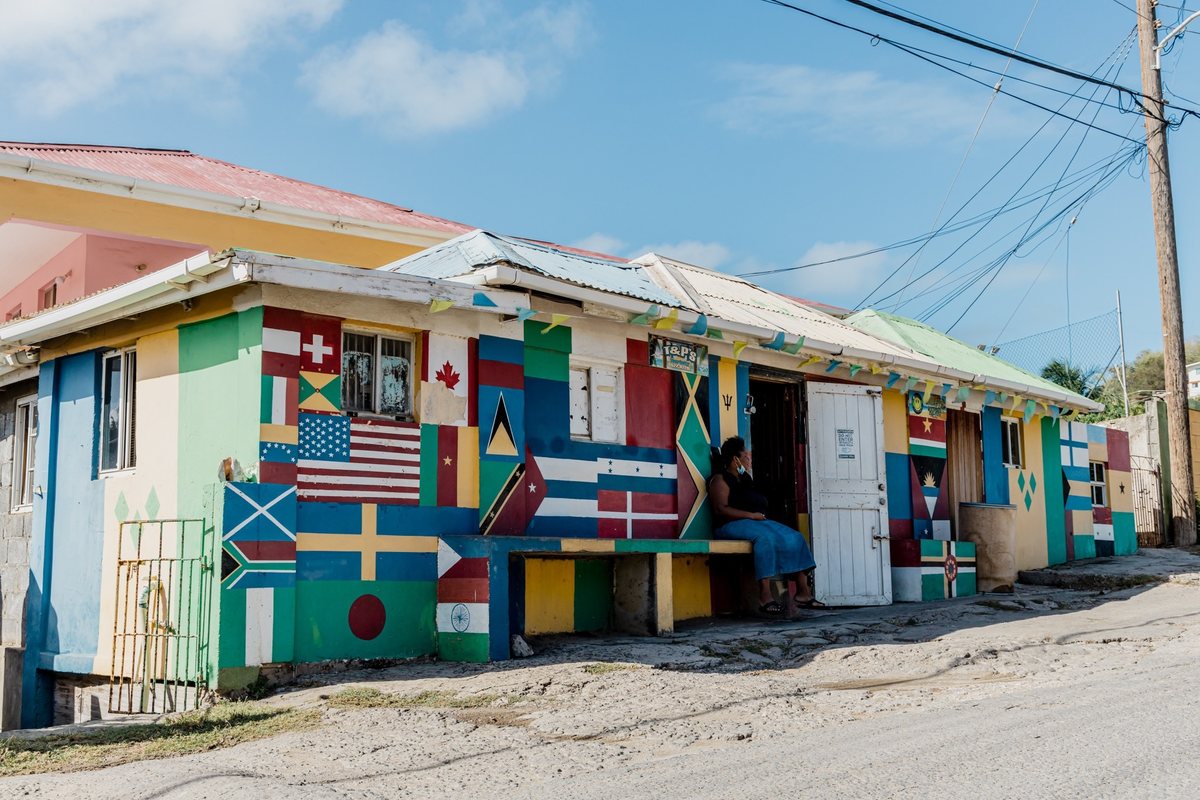 The flag house in the village