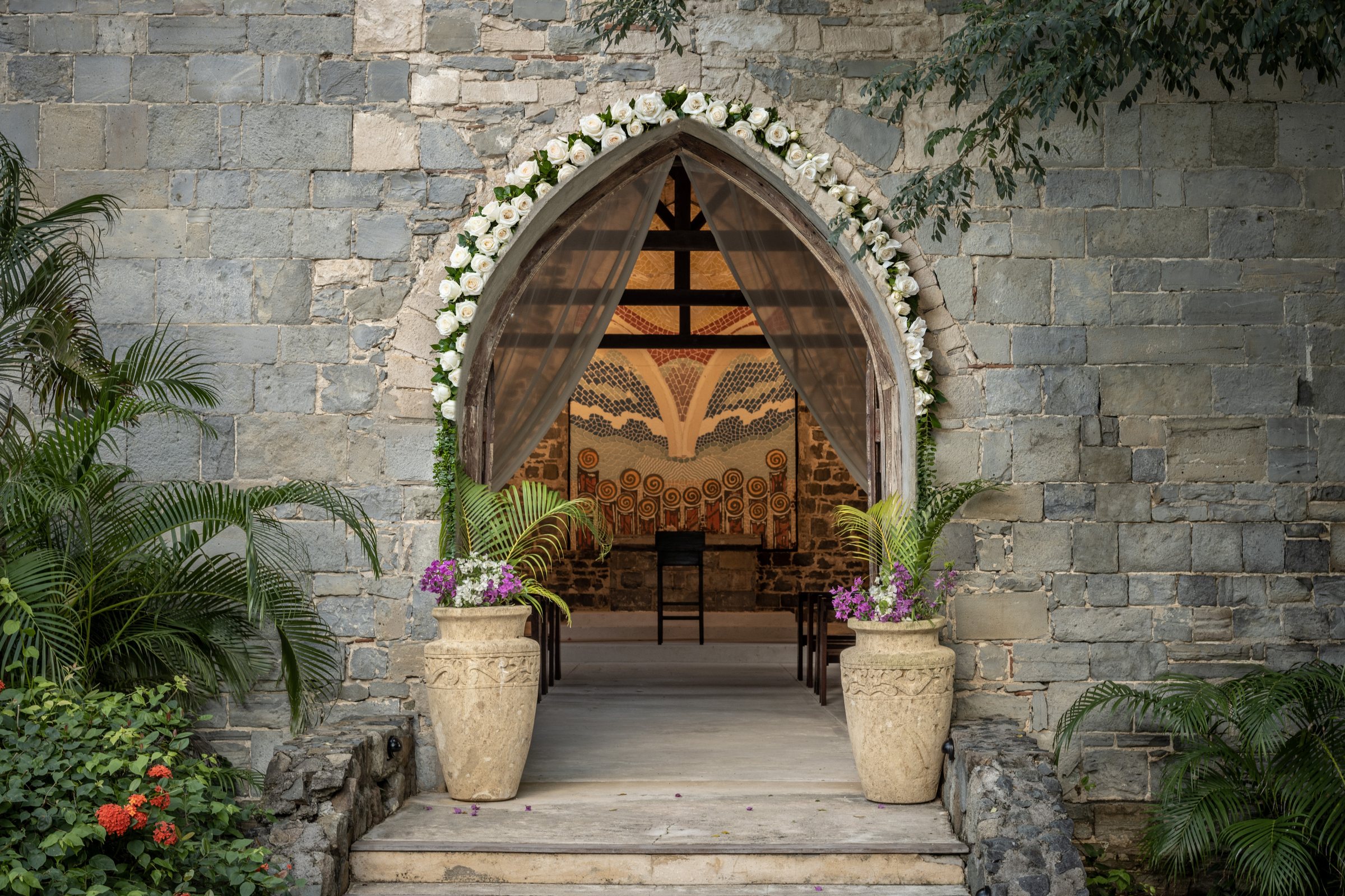 The door of the Estate's stone chapel